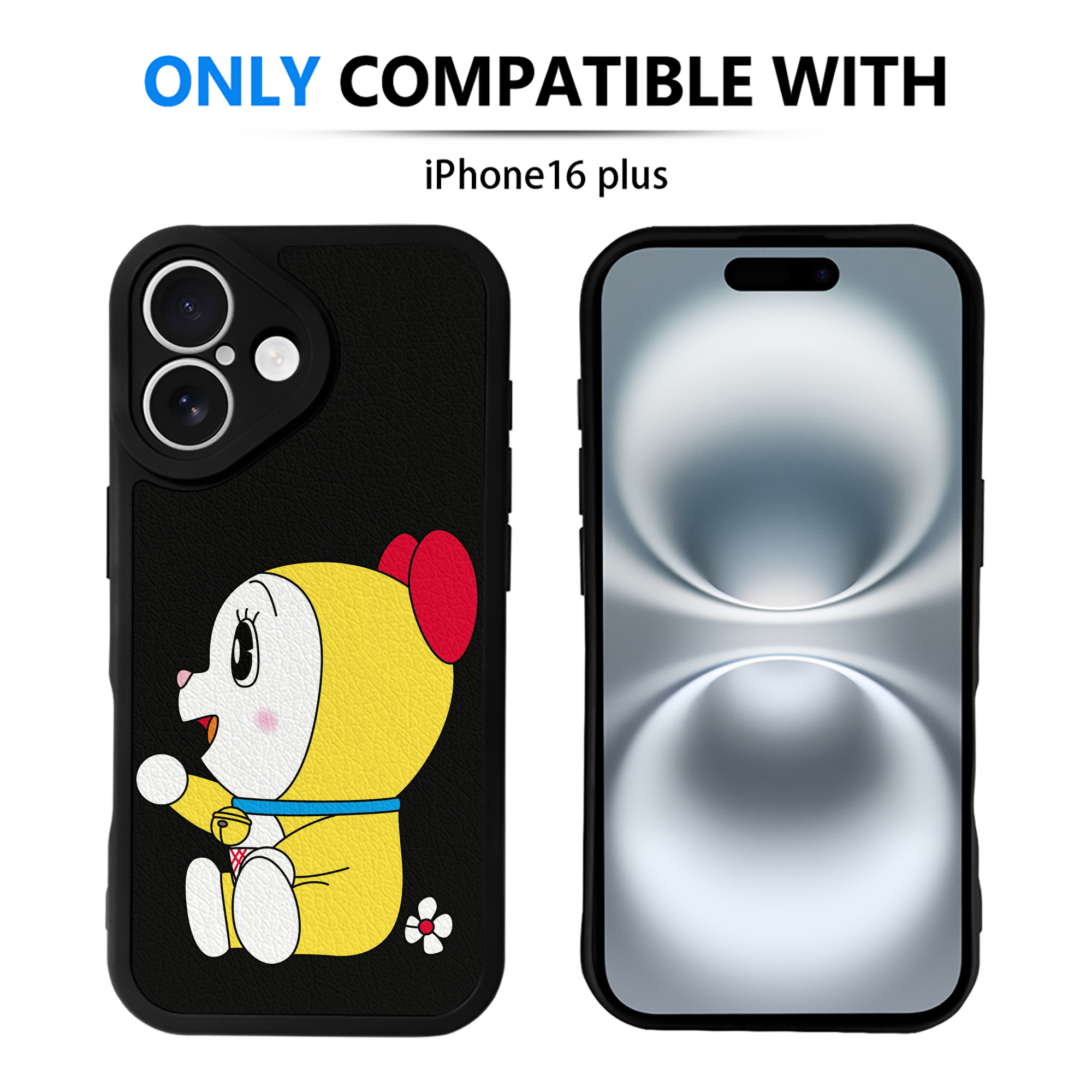 （画像用） ドラえもん ドラミ Doraemon Dorami 【iPhone 16シリーズ対応】シリコンスマホケース（レザー調） 材質：シリコン
